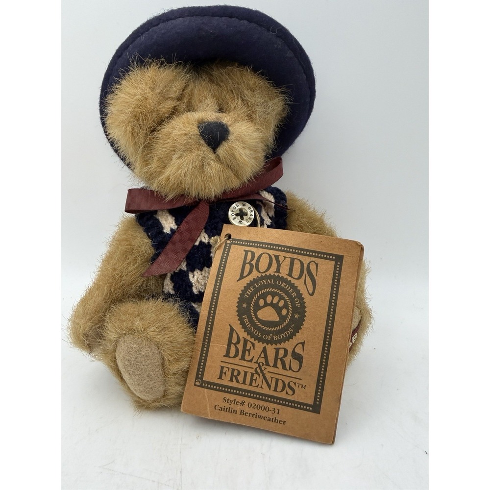 Boyds Bear Plush Caitlin Berriweather Jointed 6" w/ Hat NWT 2000